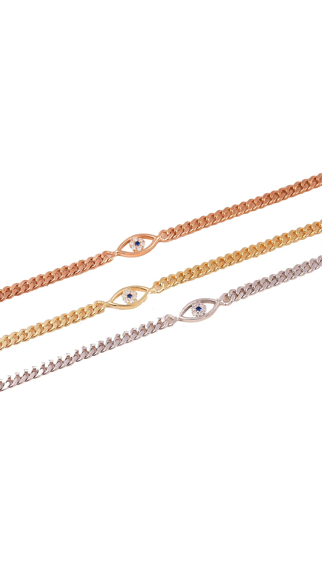 Sterling Silver Bracelet with Evil Eye Charm