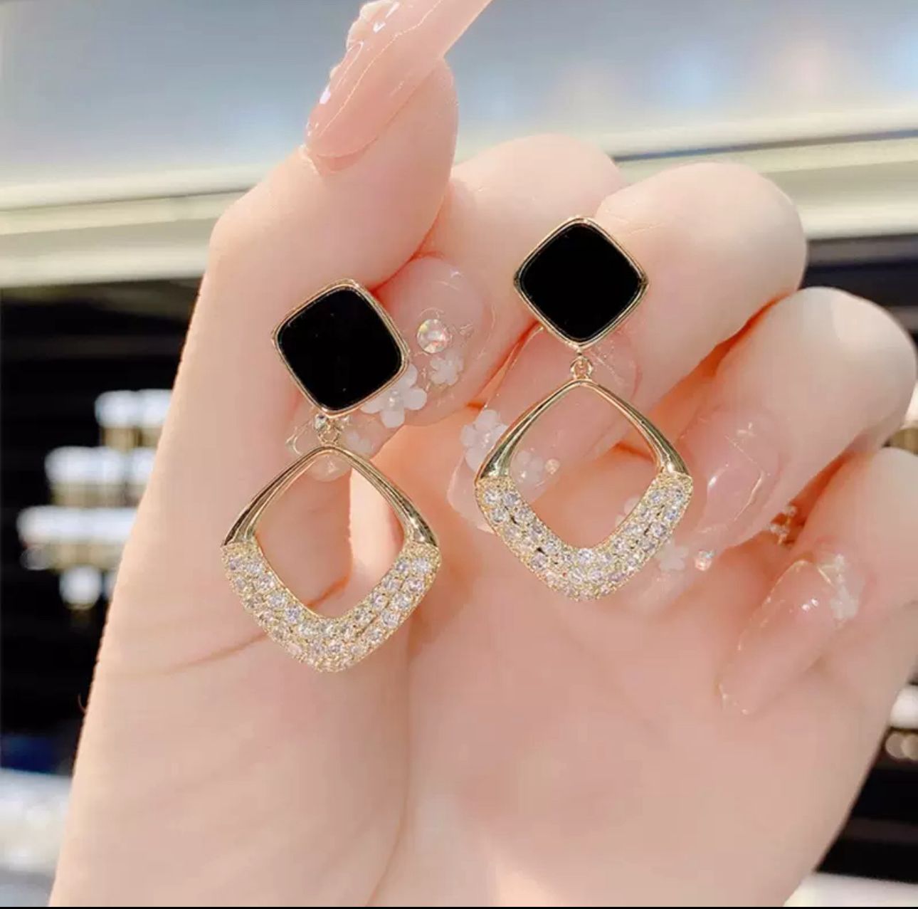 rhombus diamond earrings